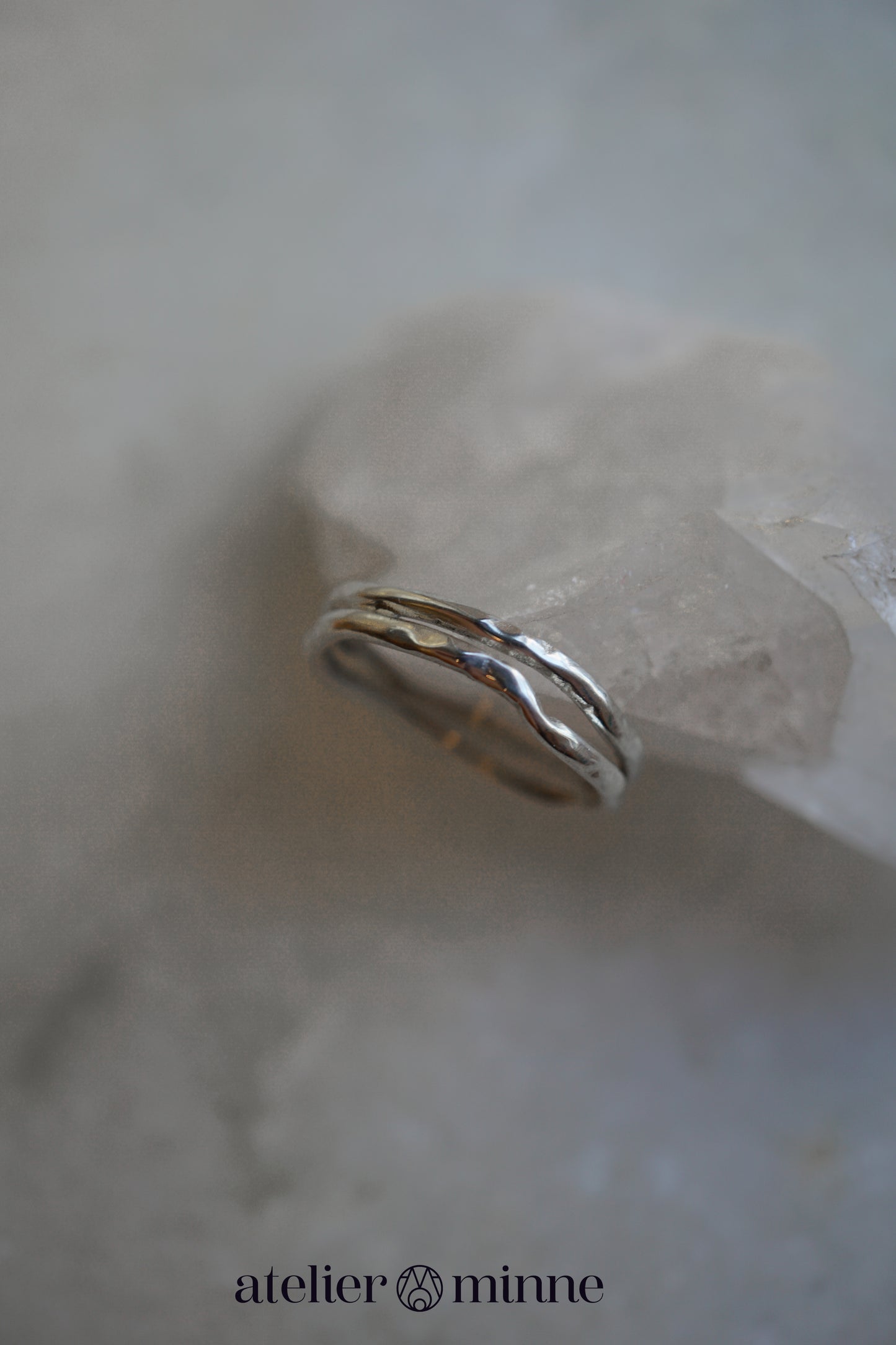 Dubbelen zilveren ringen combi - Atelier Minne