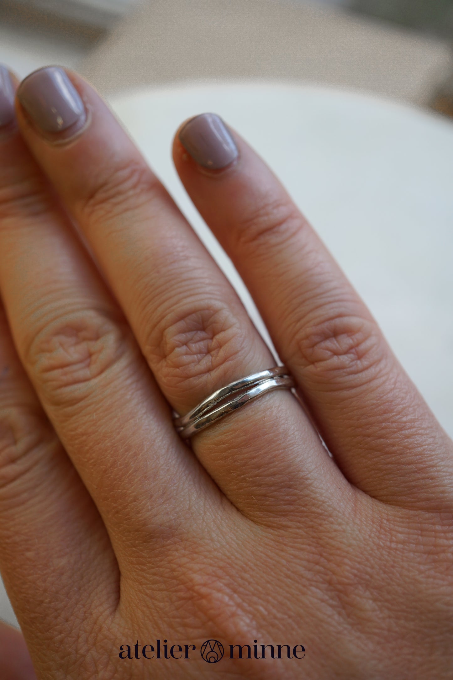 Dubbelen zilveren ringen combi - Atelier Minne