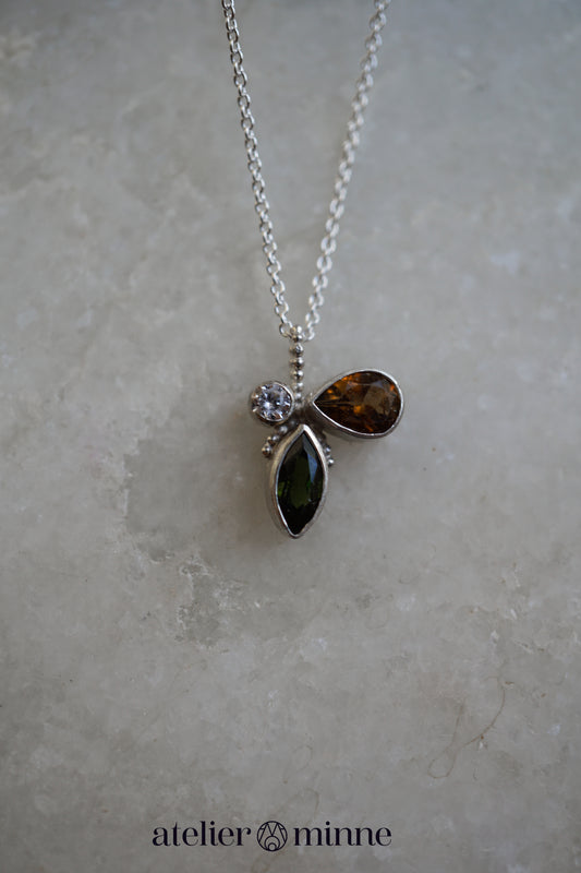 Zilveren hanger met combi van edelstenen - Atelier Minne