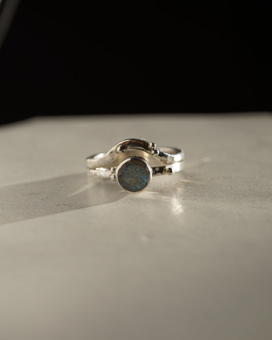 Zilveren aanschuifring golf - Atelier Minne